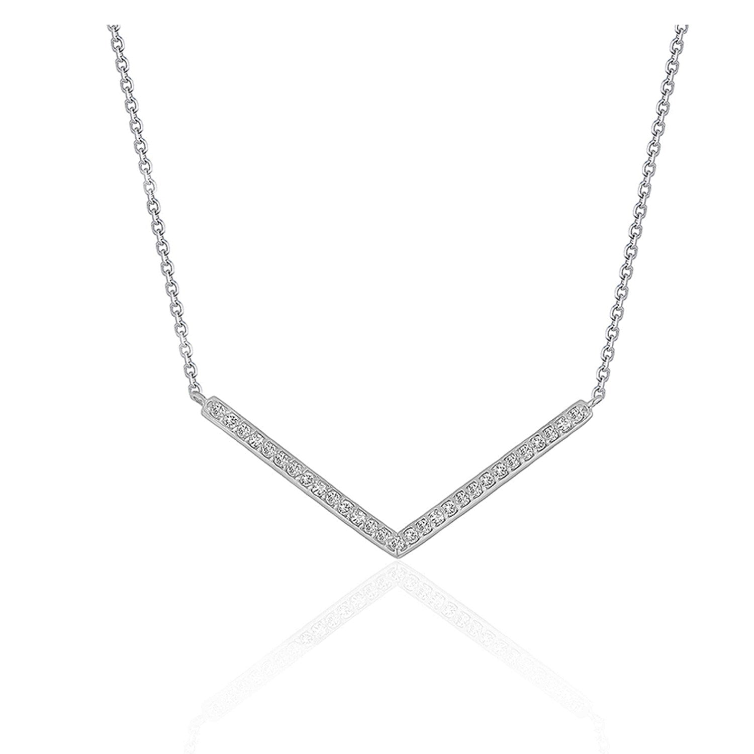 Diamond Chevron Pendant in 14k White Gold (1/3 cttw) in a sleek high-contrast midnight luxury editorial style